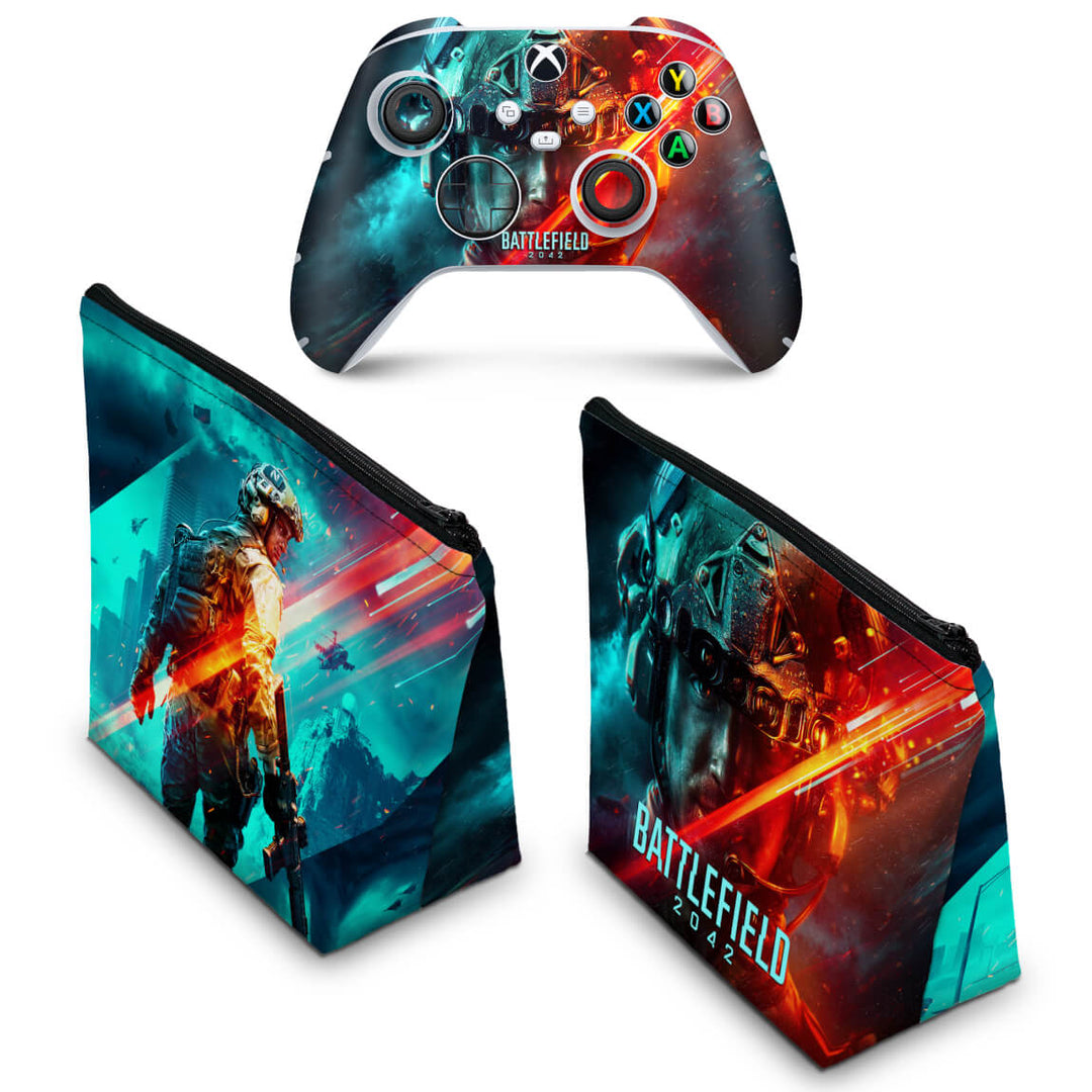 KIT Capa Case e Skin Anti-Rage Xbox Series S X Controle - Battlefield 2042 - Pop Arte Skins - foto 2
