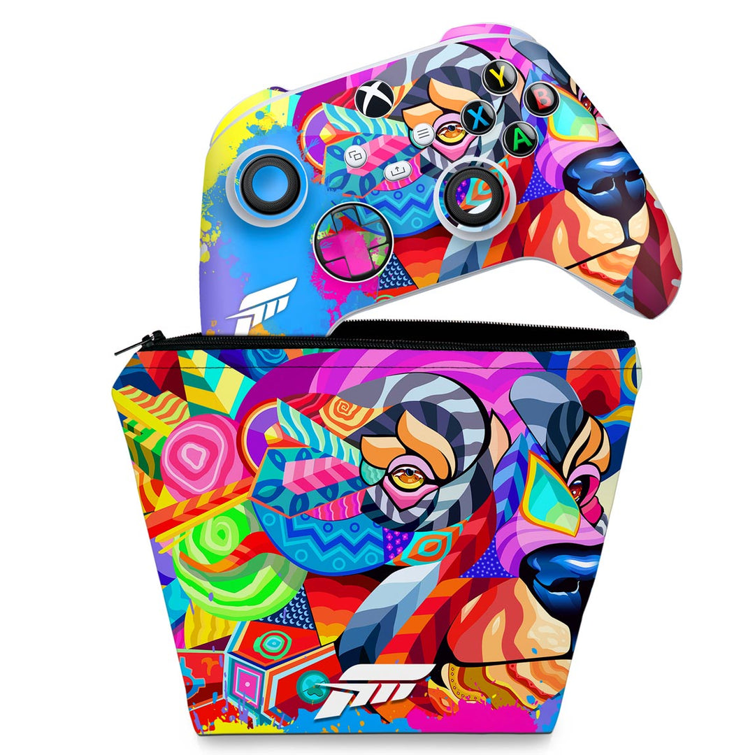 KIT Capa Case e Skin Anti-Rage Xbox Series S X Controle - Forza Horizon 5 - Pop Arte Skins