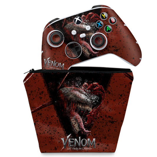KIT Capa Case e Skin Anti-Rage Xbox Series S X Controle - Venom Tempo de Carnificina