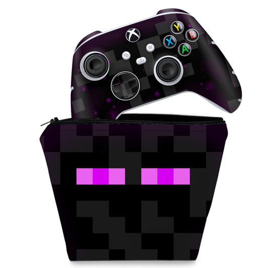 KIT Capa Case e Skin Anti-Rage Xbox Series S X Controle - Minecraft Enderman
