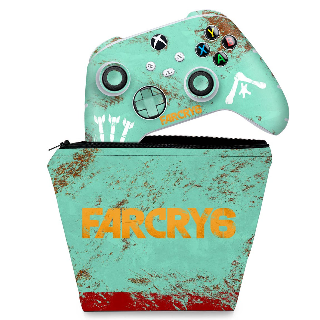 KIT Capa Case e Skin Anti-Rage Xbox Series S X Controle - Far Cry 6 - Pop Arte Skins
