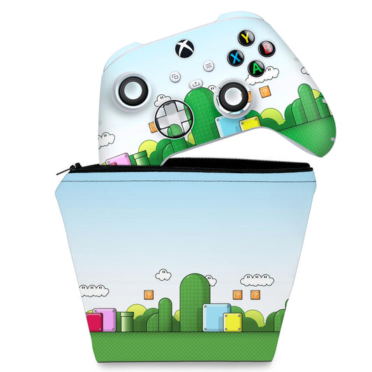 KIT Capa Case e Skin Anti-Rage Xbox Series S X Controle - Super Mario Bros