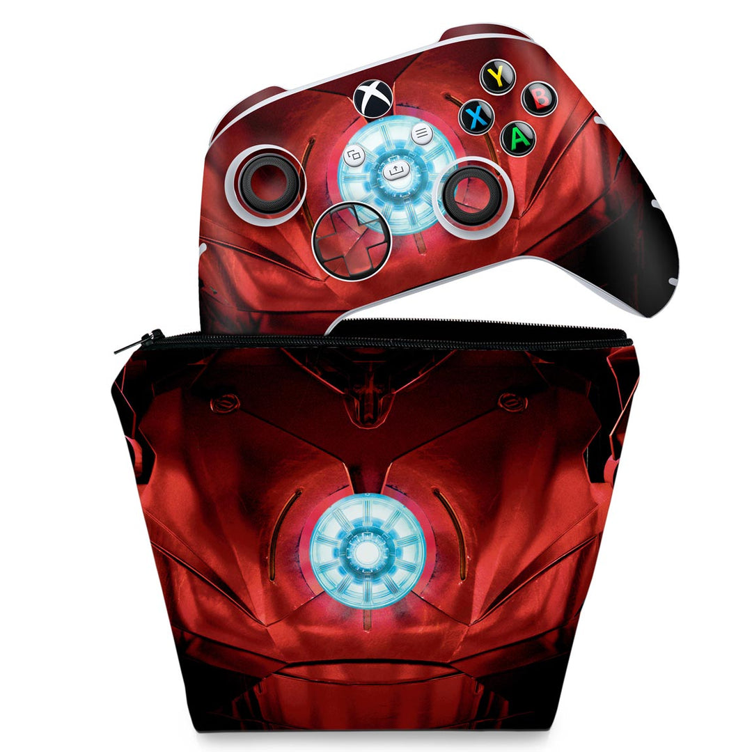 KIT Capa Case e Skin Anti-Rage Xbox Series S X Controle - Iron Man Homem De Ferro - Pop Arte Skins
