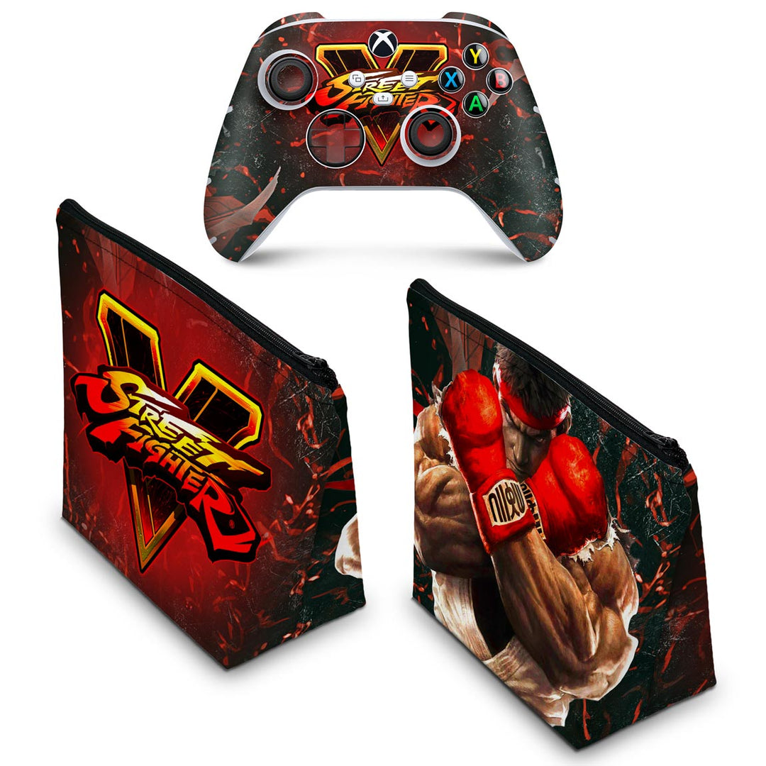 KIT Capa Case e Skin Anti-Rage Xbox Series S X Controle - Street Fighter V - Pop Arte Skins - foto 2