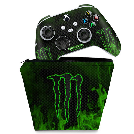 KIT Capa Case e Skin Anti-Rage Xbox Series S X Controle - Monster Energy Drink