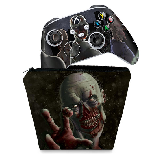 KIT Capa Case e Skin Anti-Rage Xbox Series S X Controle - Zombie Zumbi The Walking