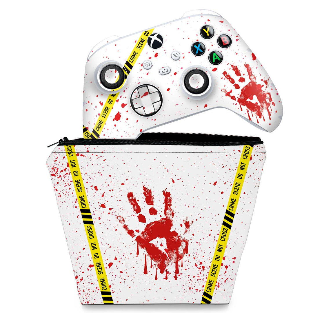 KIT Capa Case e Skin Anti-Rage Xbox Series S X Controle - Cena De Crime Scene - Pop Arte Skins