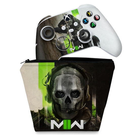 KIT Capa Case e Skin Anti-Rage Xbox Series S X Controle - Call Of Duty Modern Warfare II