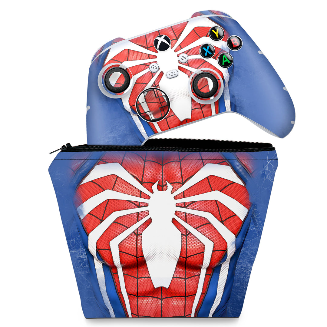 KIT Capa Case e Skin Anti-Rage Xbox Series S X Controle - Spider-Man Homem Aranha 2 - Pop Arte Skins