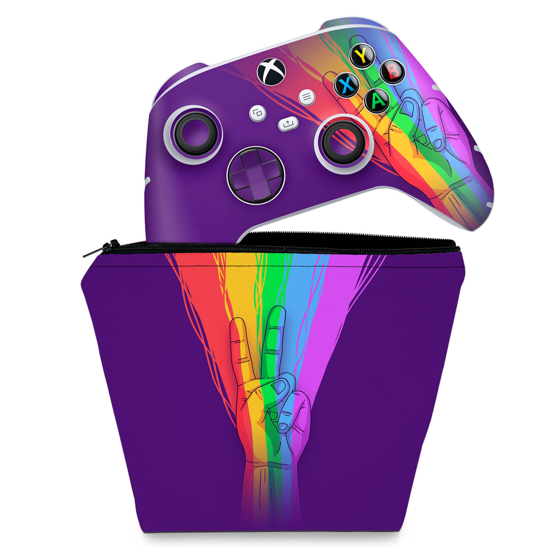 KIT Capa Case e Skin Anti-Rage Xbox Series S X Controle - Rainbow Colors Colorido - Pop Arte Skins