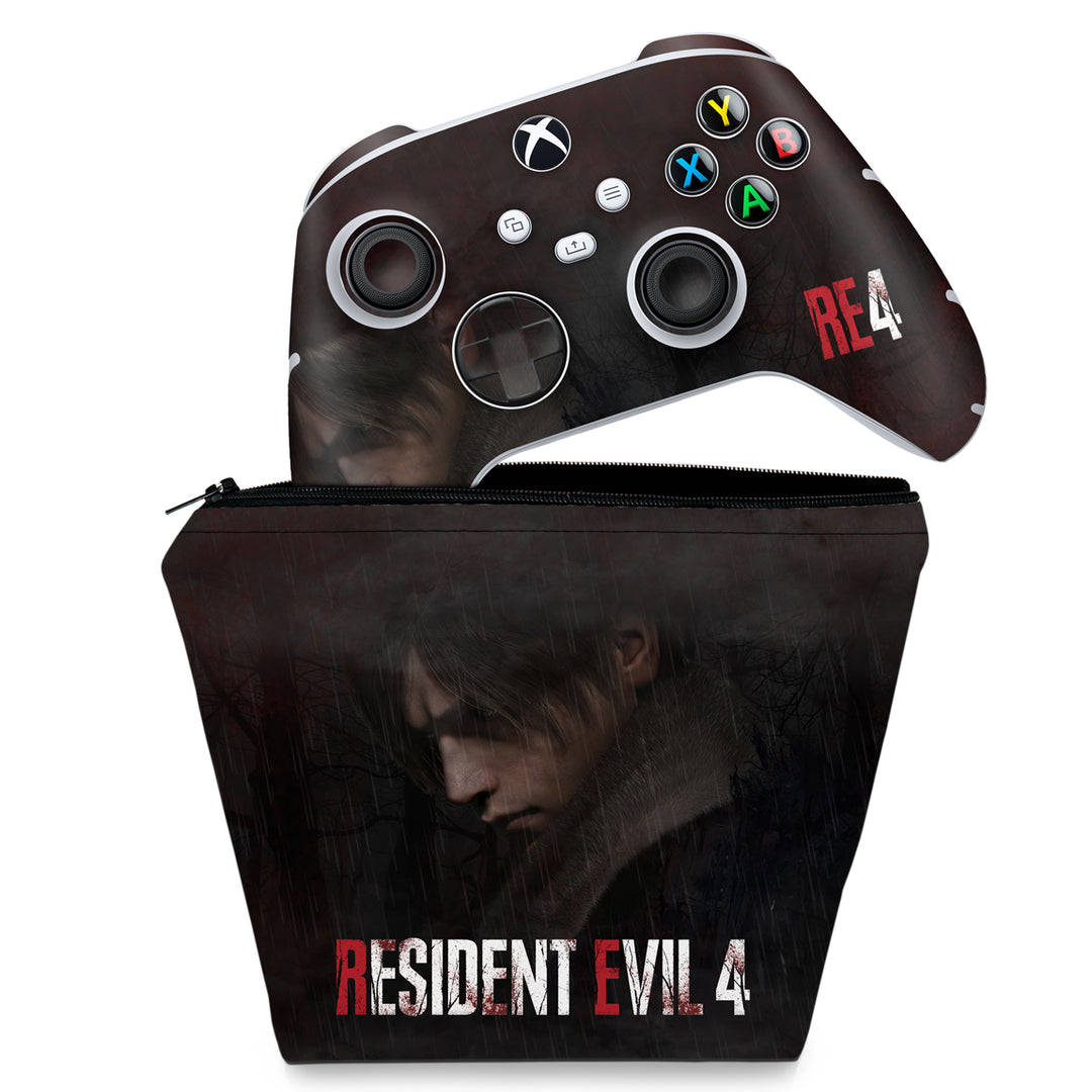 KIT Capa Case e Skin Anti-Rage Xbox Series S X Controle - Resident Evil 4 Remake - Pop Arte Skins