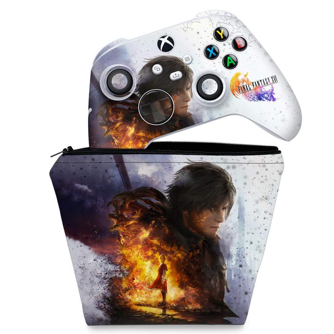 KIT Capa Case e Skin Anti-Rage Xbox Series S X Controle - Final Fantasy XVI - Pop Arte Skins