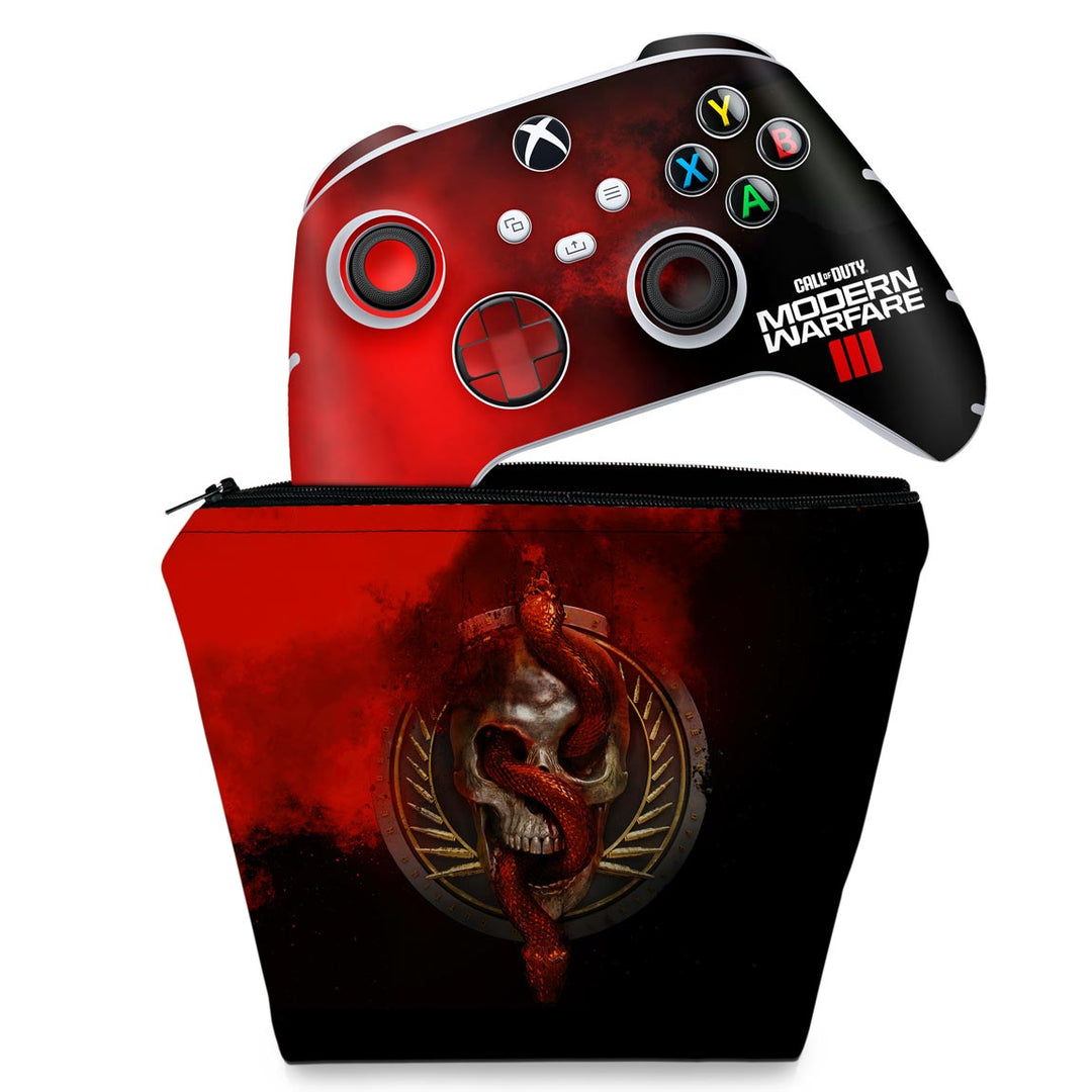 KIT Capa Case e Skin Anti-Rage Xbox Series S X Controle - Call Of Duty Modern Warfare III - Pop Arte Skins