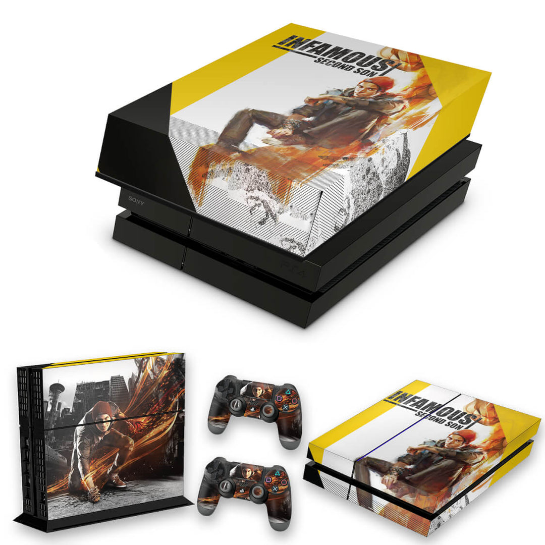 KIT Capa Anti Poeira e Skin Anti-Rage PS4 Fat - Infamous - Pop Arte Skins