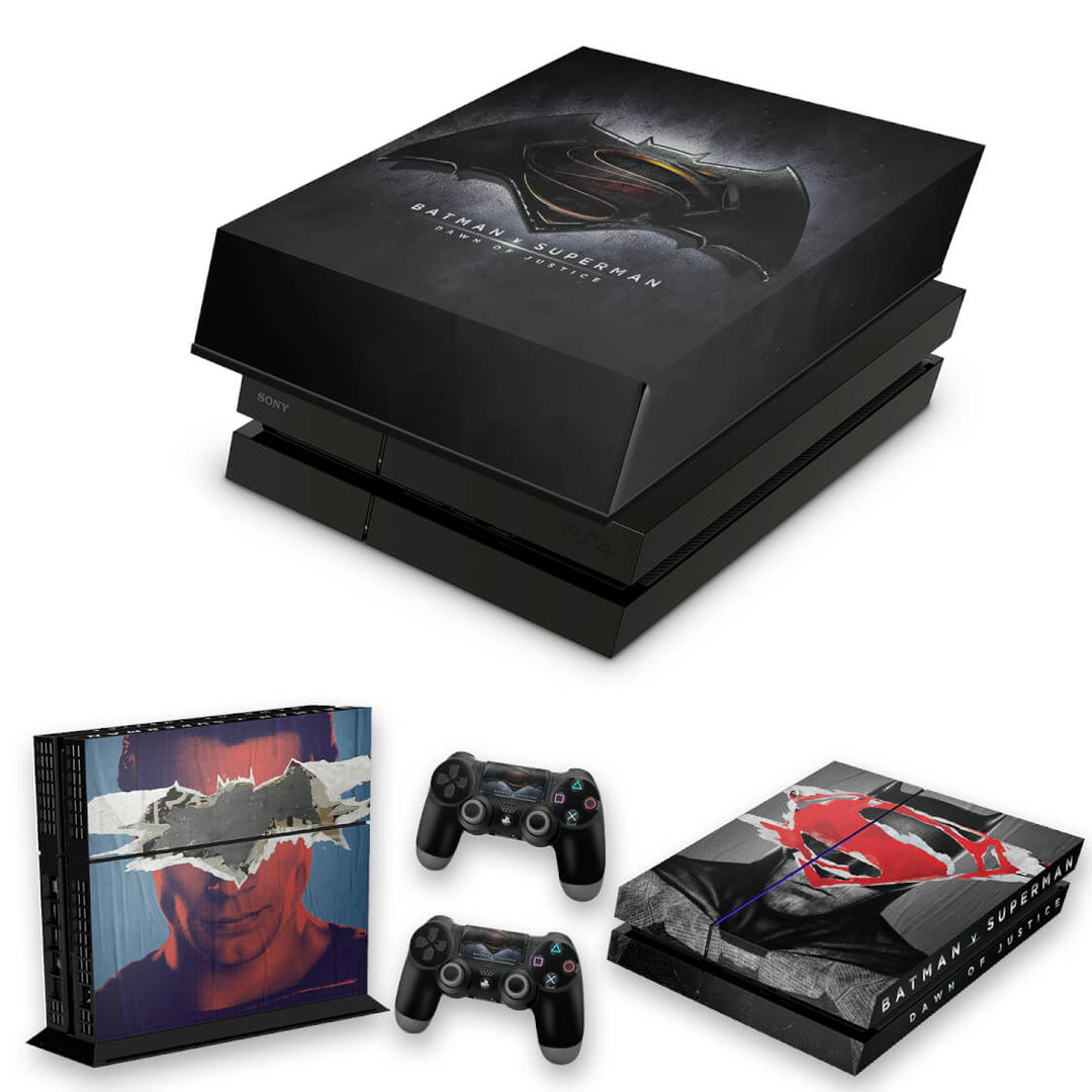 KIT Capa Anti Poeira e Skin Anti-Rage PS4 Fat - Batman Vs Superman - Pop Arte Skins