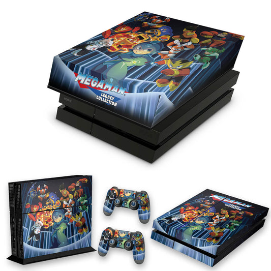 KIT Capa Anti Poeira e Skin Anti-Rage PS4 Fat - Megaman Legacy Collection