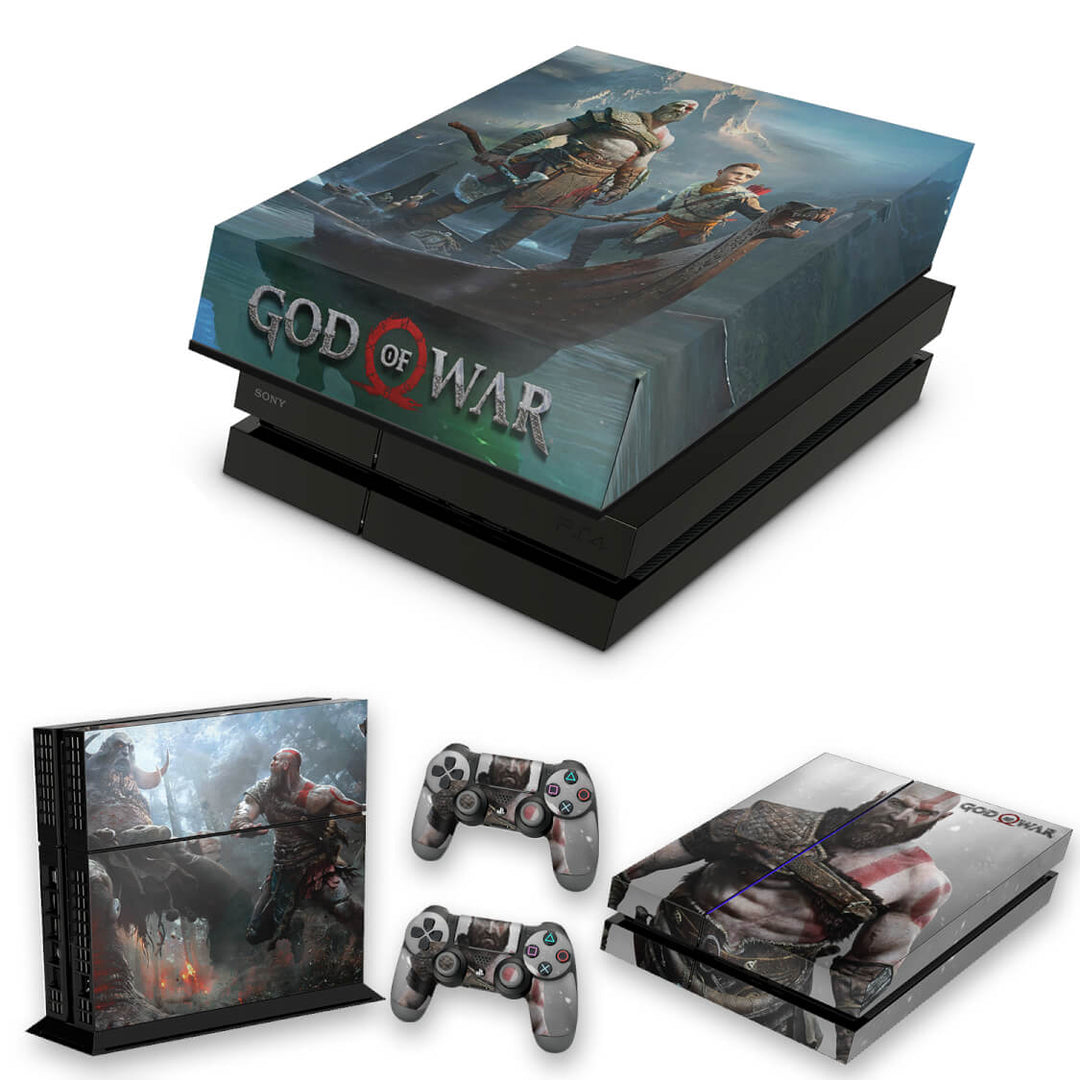 KIT Capa Anti Poeira e Skin Anti-Rage PS4 Fat - God Of War #B - Pop Arte Skins