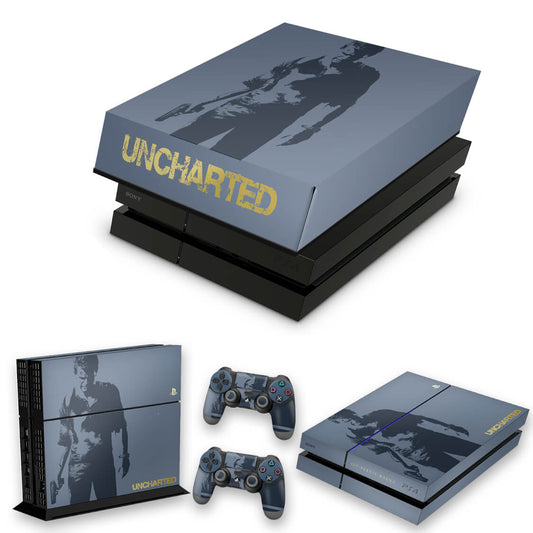 KIT Capa Anti Poeira e Skin Anti-Rage PS4 Fat - Uncharted 4 Limited Edition