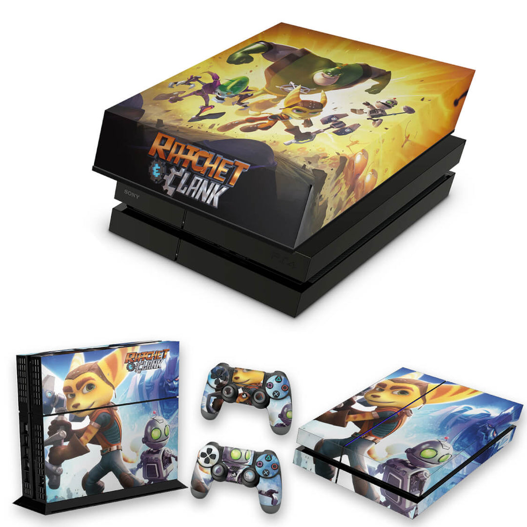 KIT Capa Anti Poeira e Skin Anti-Rage PS4 Fat - Ratchet & Clank - Pop Arte Skins