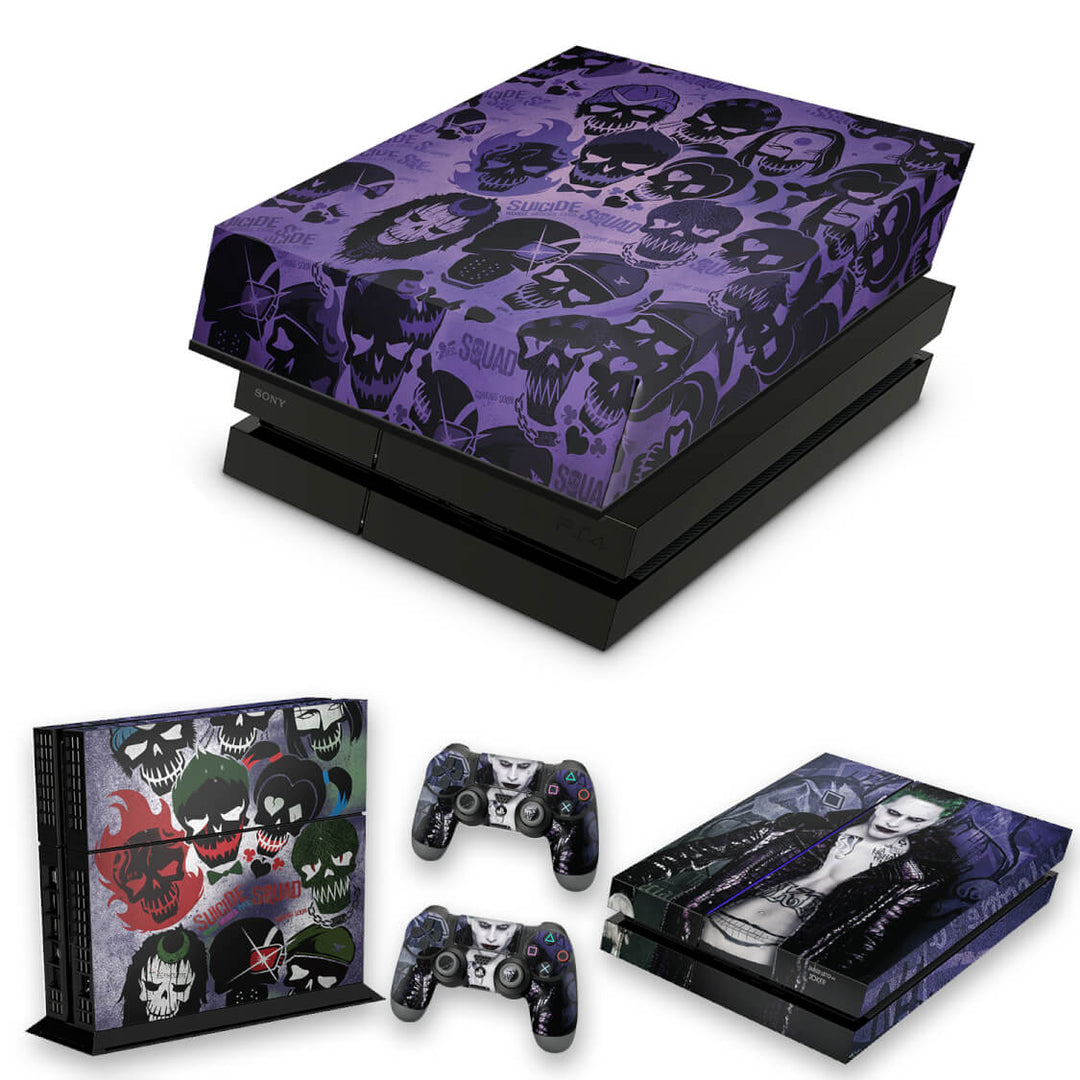 KIT Capa Anti Poeira e Skin Anti-Rage PS4 Fat - Esquadrão Suicida #D - Pop Arte Skins
