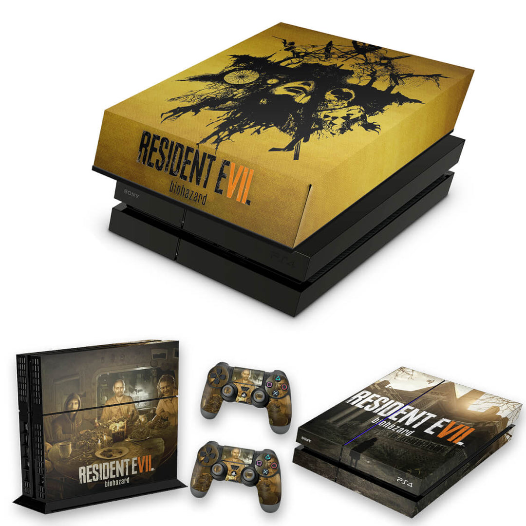 KIT Capa Anti Poeira e Skin Anti-Rage PS4 Fat - Resident Evil 7: Biohazard - Pop Arte Skins