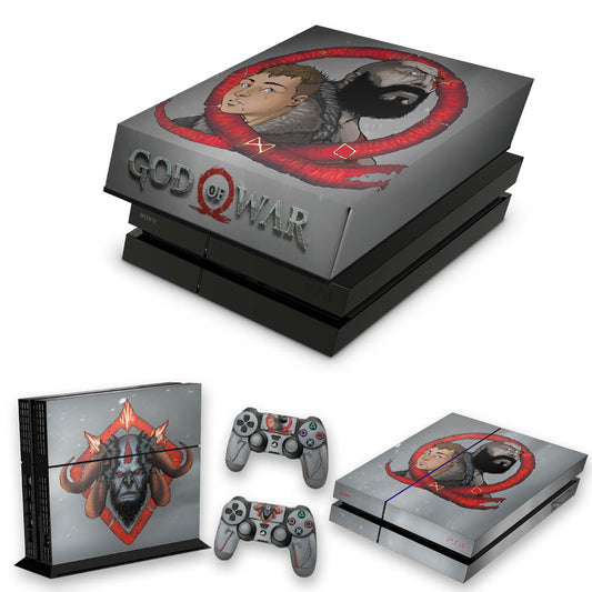 KIT Capa Anti Poeira e Skin Anti-Rage PS4 Fat - God Of War 4