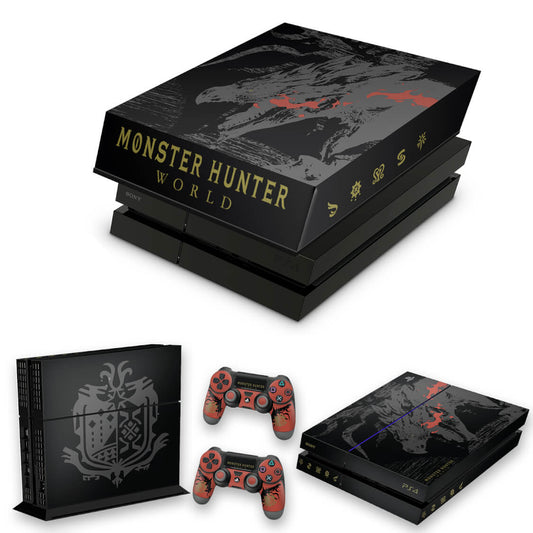 KIT Capa Anti Poeira e Skin Anti-Rage PS4 Fat - Monster Hunter Edition
