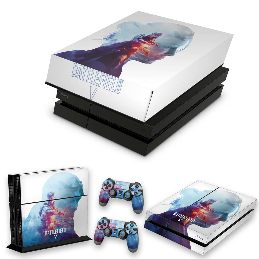 KIT Capa Anti Poeira e Skin Anti-Rage PS4 Fat - Battlefield V - Pop Arte Skins