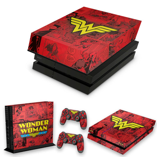 KIT Capa Anti Poeira e Skin Anti-Rage PS4 Fat - Mulher Maravilha Comics