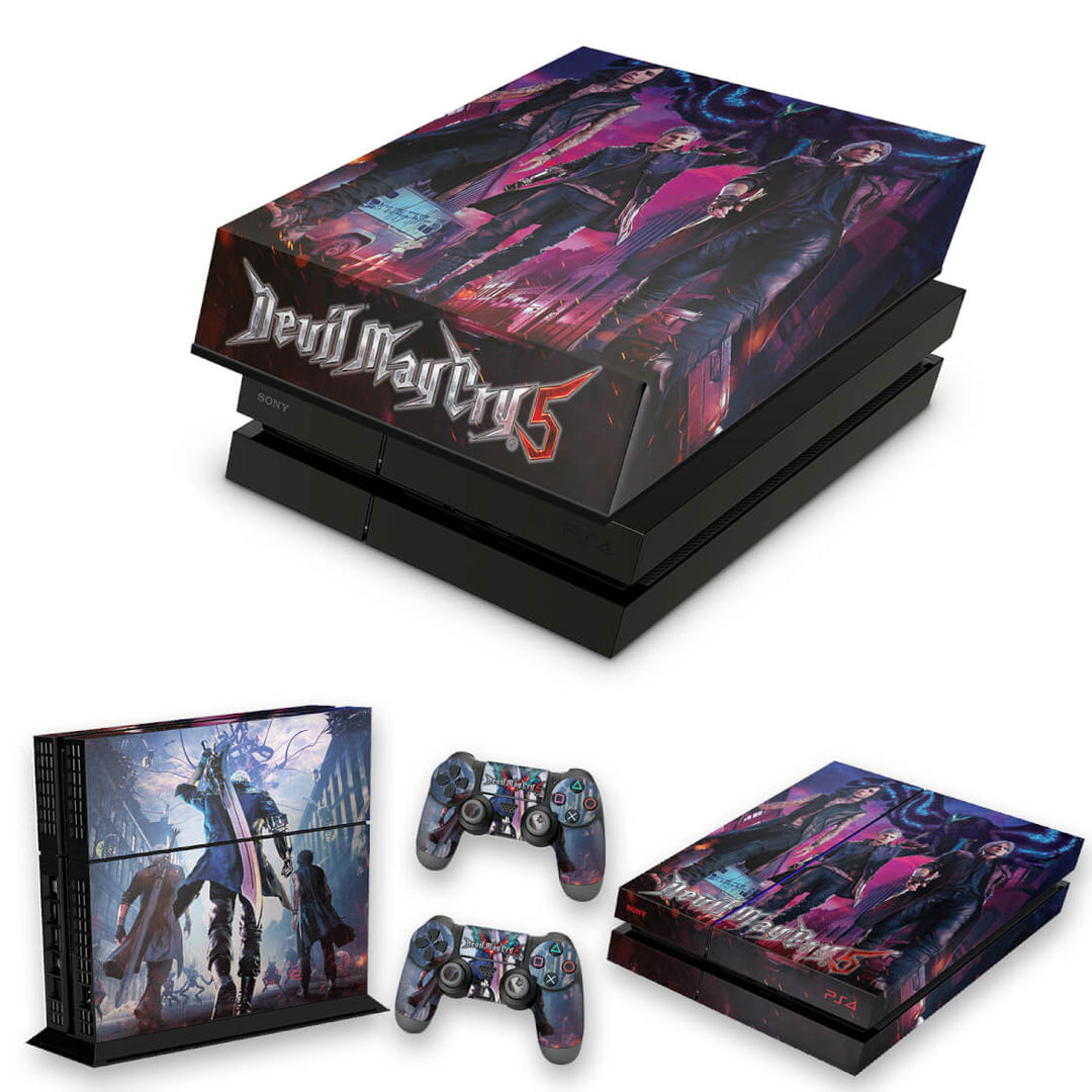 KIT Capa Anti Poeira e Skin Anti-Rage PS4 Fat - Devil May Cry 5 - Pop Arte Skins
