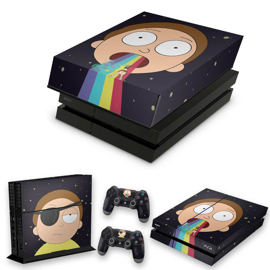 KIT Capa Anti Poeira e Skin Anti-Rage PS4 Fat - Morty Rick And Morty