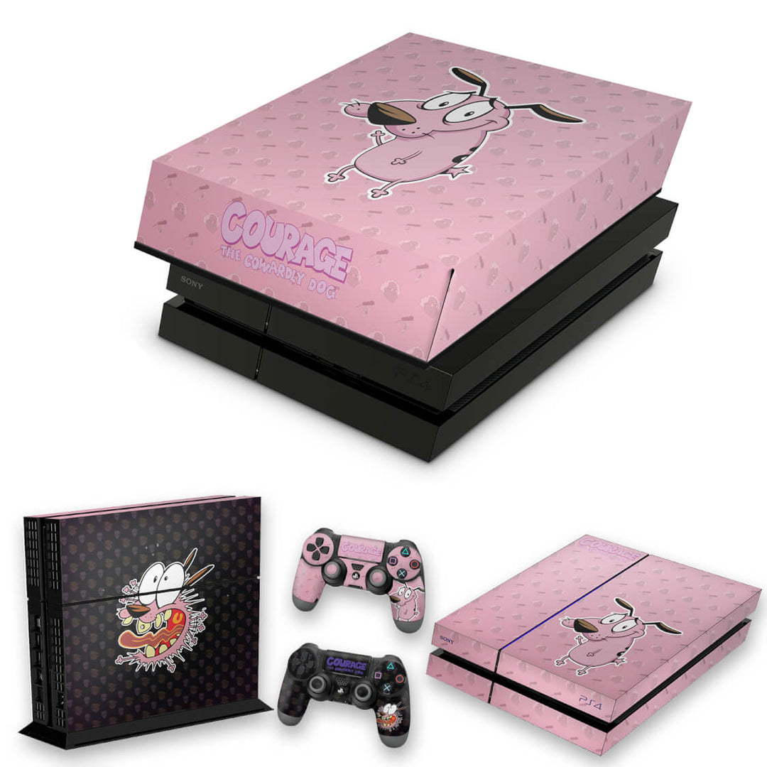 KIT Capa Anti Poeira e Skin Anti-Rage PS4 Fat - Coragem: O cão covarde - Pop Arte Skins
