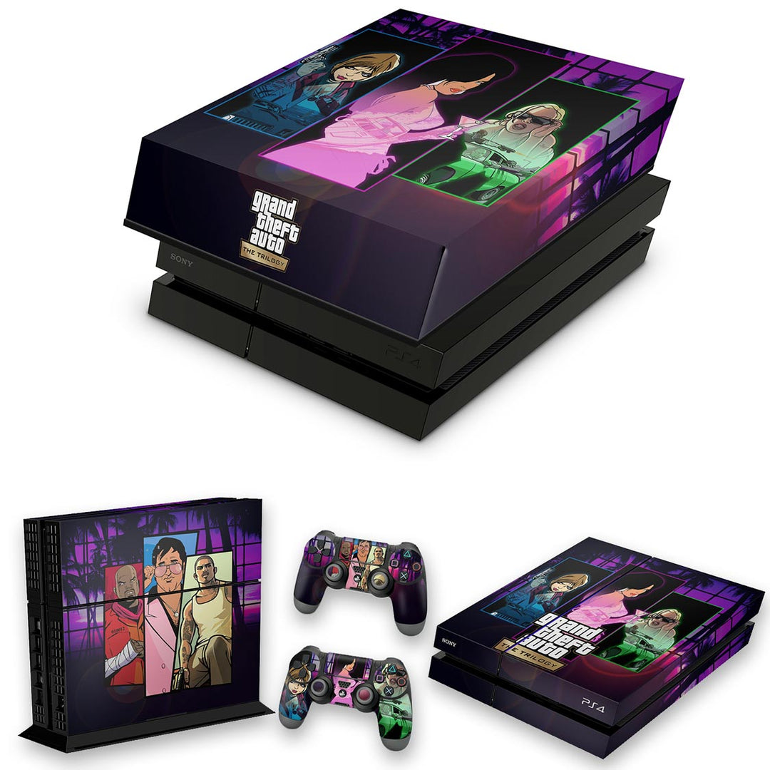 KIT Capa Anti Poeira e Skin Anti-Rage PS4 Fat - GTA The Trilogy - Pop Arte Skins