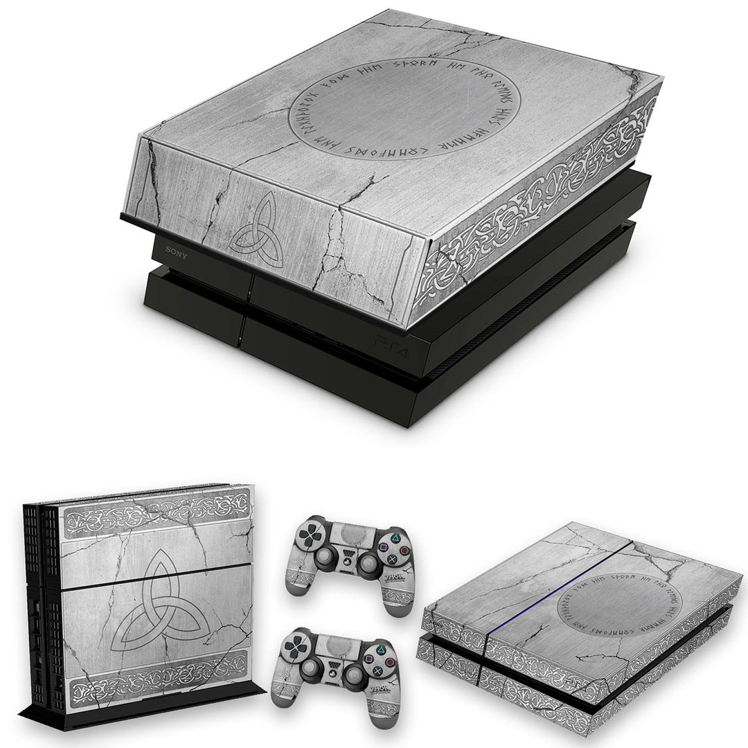 KIT Capa Anti Poeira e Skin Anti-Rage PS4 Fat - Mjolnir Thor Amor e Trovão - Pop Arte Skins