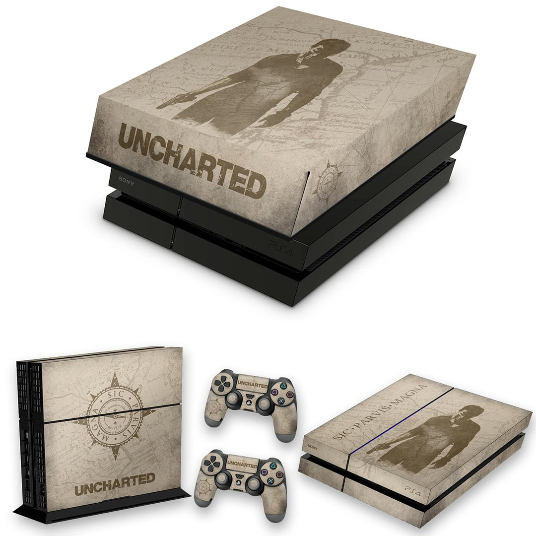 KIT Capa Anti Poeira e Skin Anti-Rage PS4 Fat - Uncharted - Pop Arte Skins