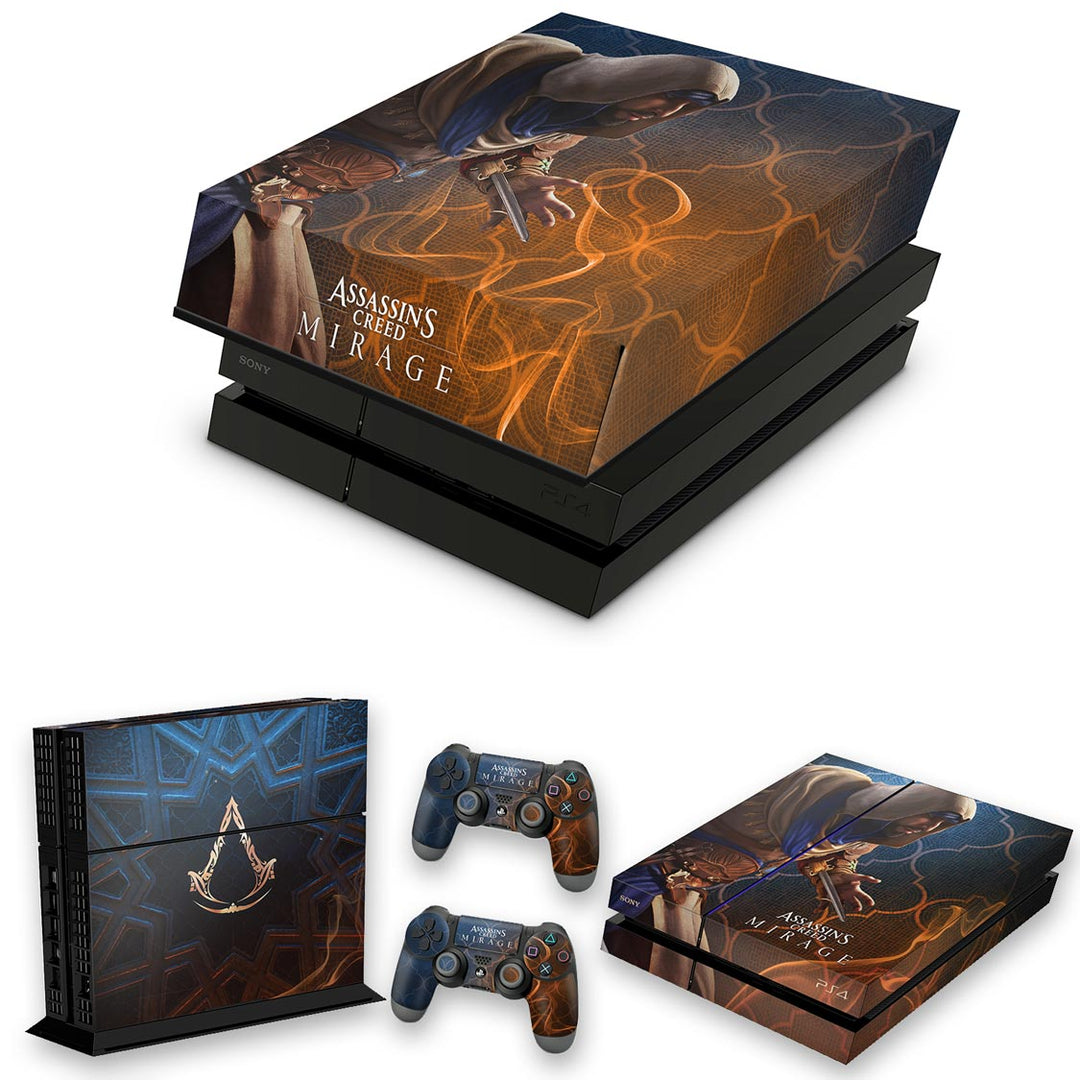 KIT Capa Anti Poeira e Skin Anti-Rage PS4 Fat - Assassin's Creed Mirage - Pop Arte Skins