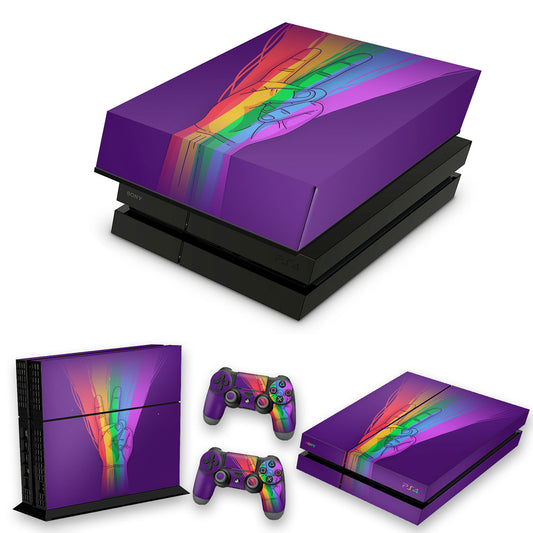 KIT Capa Anti Poeira e Skin Anti-Rage PS4 Fat - Rainbow Colors Colorido