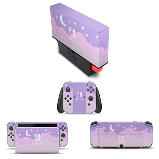 KIT Capa Anti Poeira e Skin Anti-Rage Nintendo Switch 1 Oled - Noite Estrelada