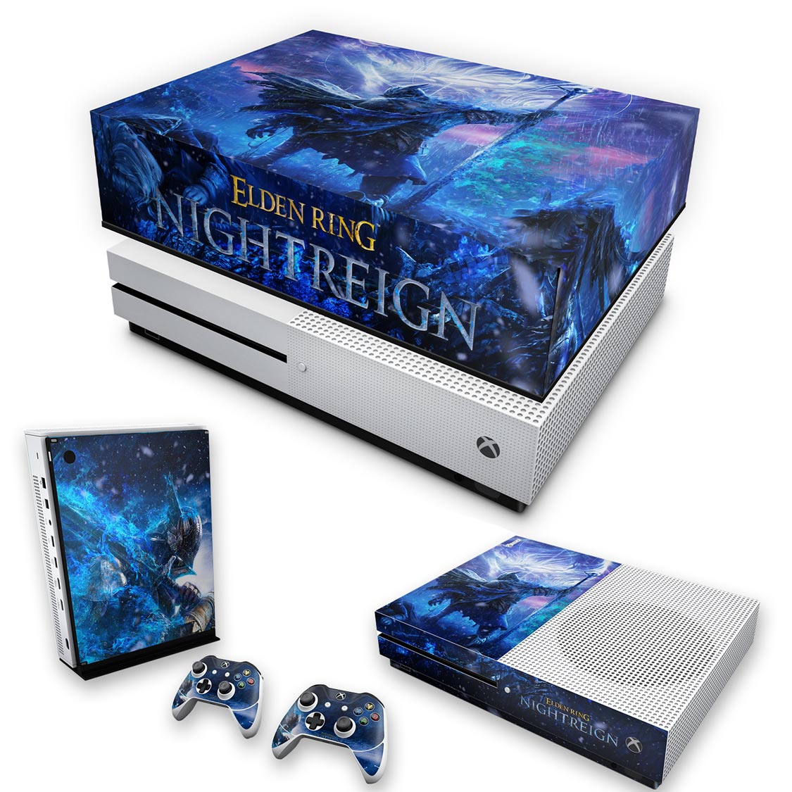 KIT Capa Anti Poeira e Skin Anti-Rage Xbox One S Slim - Elden Ring Nightreign