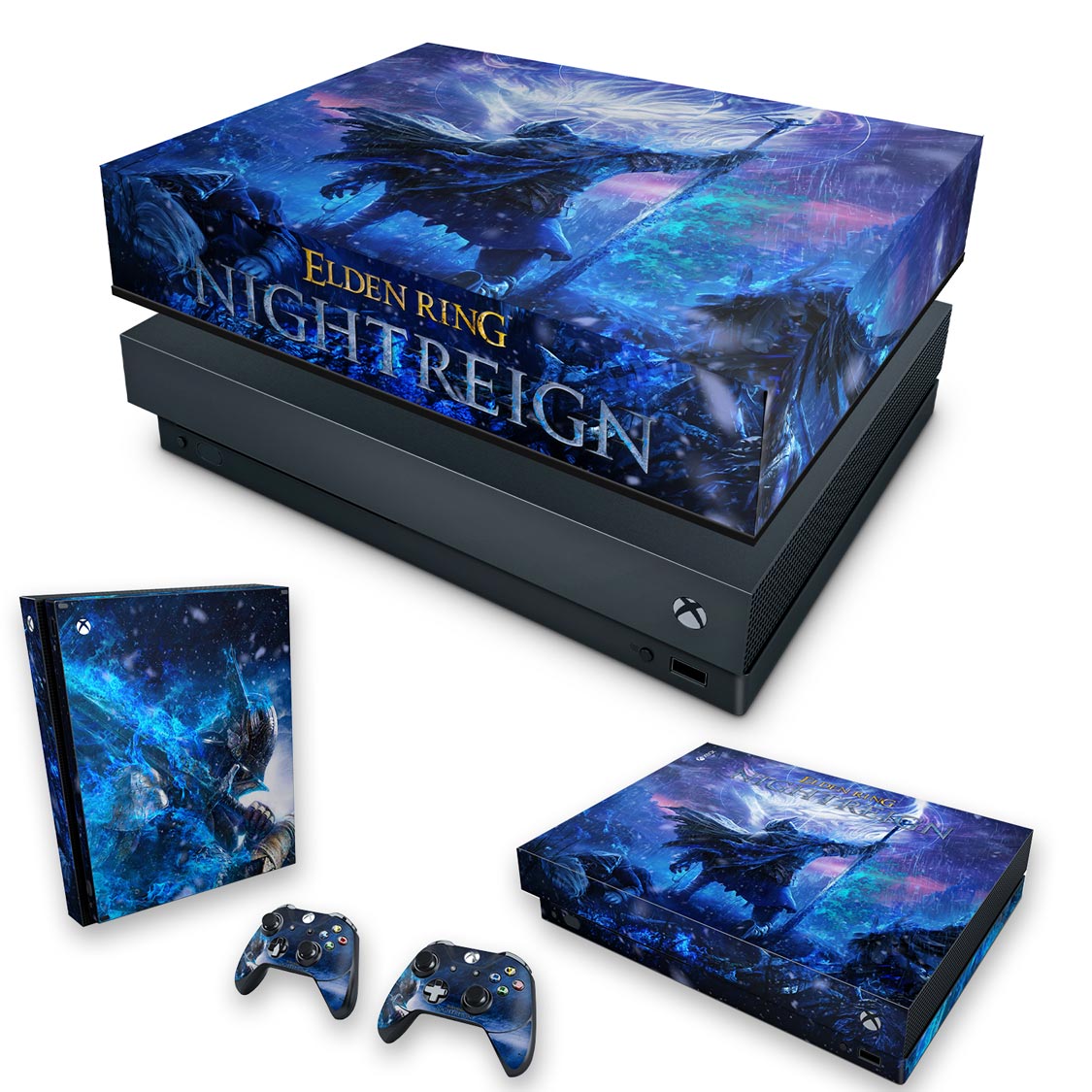 KIT Capa Anti Poeira e Skin Anti-Rage Xbox One X - Elden Ring Nightreign