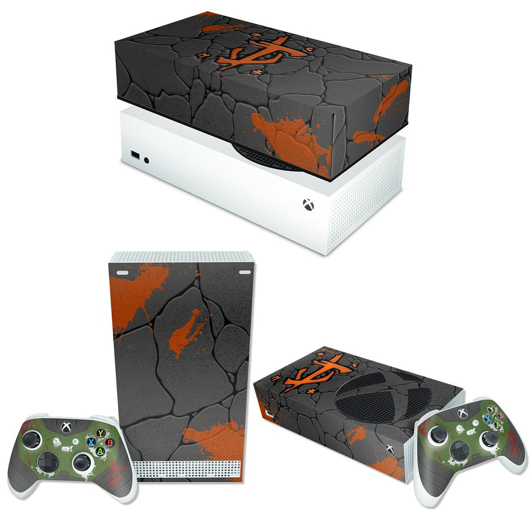 KIT Capa Anti Poeira e Skin Anti-Rage Xbox Series S Horizontal - Doom: The Dark Ages - Pop Arte Skins