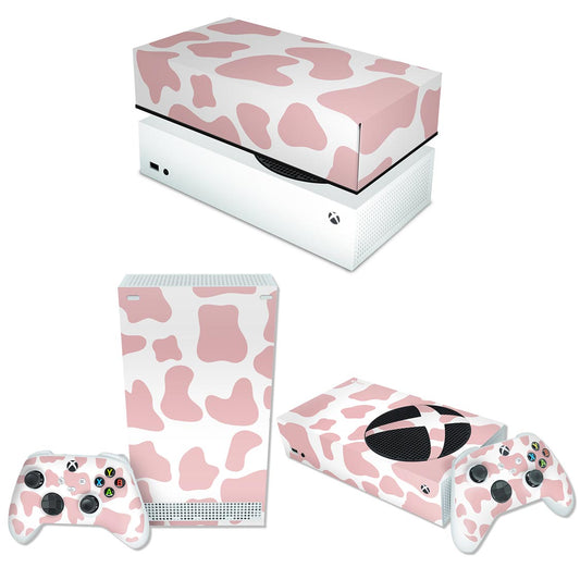 KIT Capa Anti Poeira e Skin Anti-Rage Xbox Series S Horizontal - Vaquinha Rosa