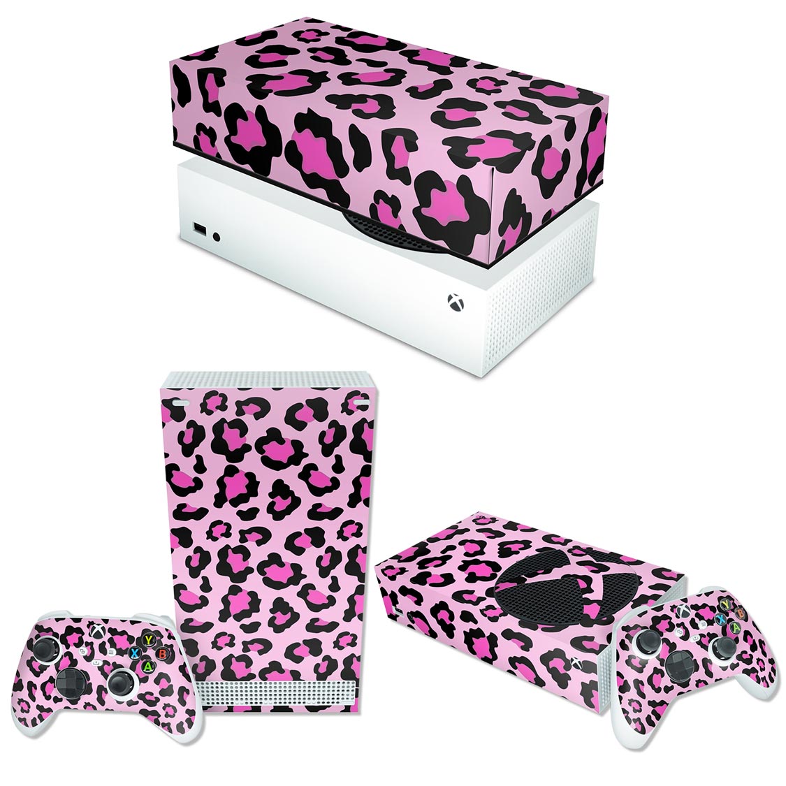 KIT Xbox Series S Skin Anti-Rage e Capa Anti Poeira Horizontal - Onça Rosa