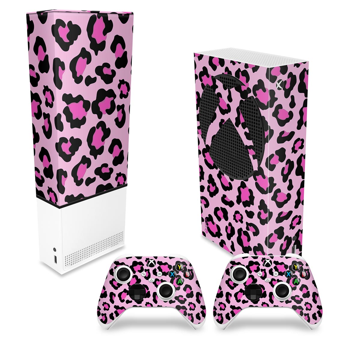 KIT Xbox Series S Capa Anti Poeira e Skin Anti-Rage Vertical - Onça Rosa