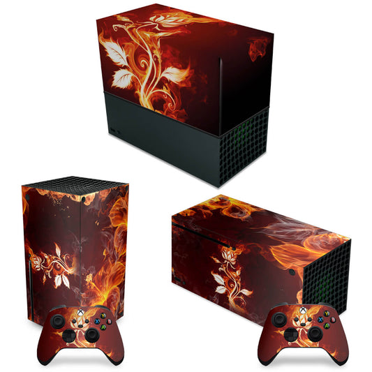 KIT Capa Anti Poeira e Skin Anti-Rage Xbox Series X Horizontal - Fire Flower