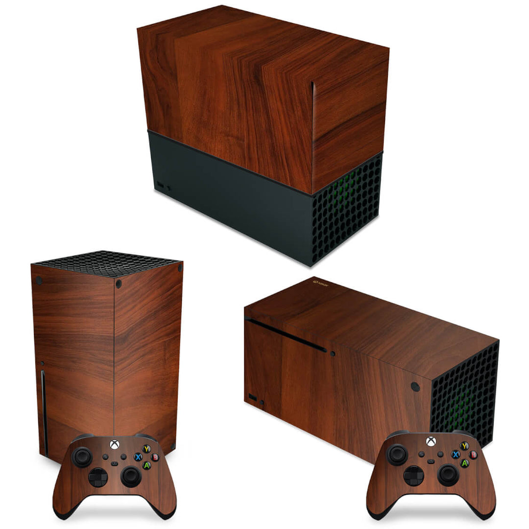 KIT Capa Anti Poeira e Skin Anti-Rage Xbox Series X Horizontal - Madeira - Pop Arte Skins