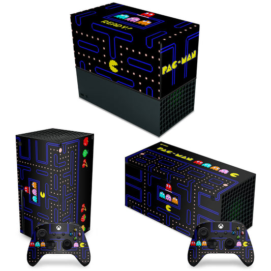 KIT Capa Anti Poeira e Skin Anti-Rage Xbox Series X Horizontal - Pac Man