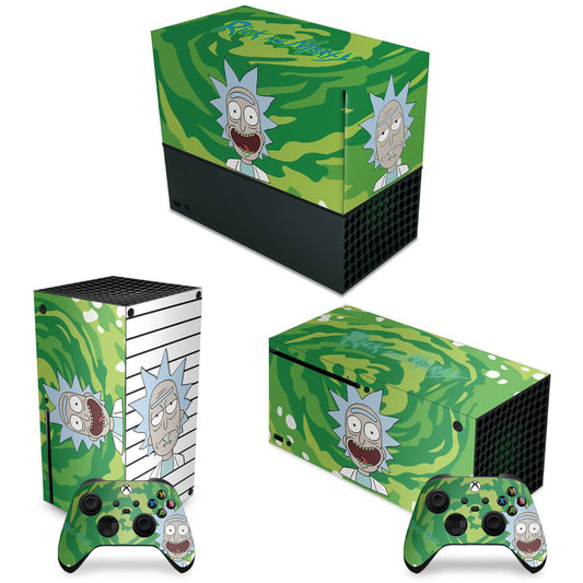 KIT Capa Anti Poeira e Skin Anti-Rage Xbox Series X Horizontal - Rick And Morty