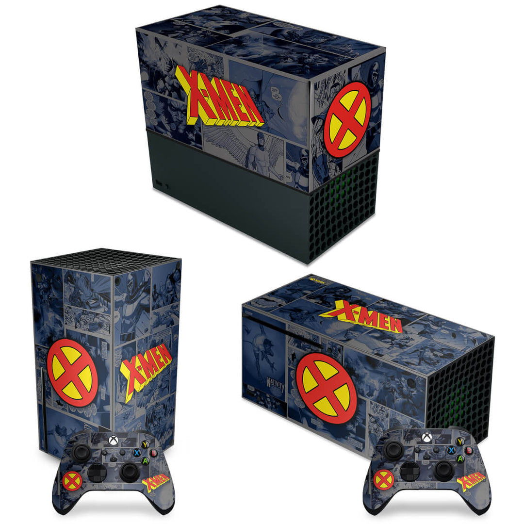KIT Capa Anti Poeira e Skin Anti-Rage Xbox Series X Horizontal - X-Men Comics - Pop Arte Skins