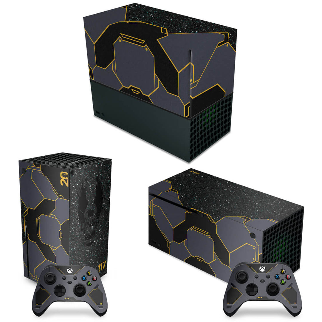 KIT Capa Anti Poeira e Skin Anti-Rage Xbox Series X Horizontal - Halo Infinite Bundle - Pop Arte Skins
